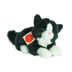 Teddy Hermann - Katze Liegend Weiß/schwarz, Ca. 20 Cm